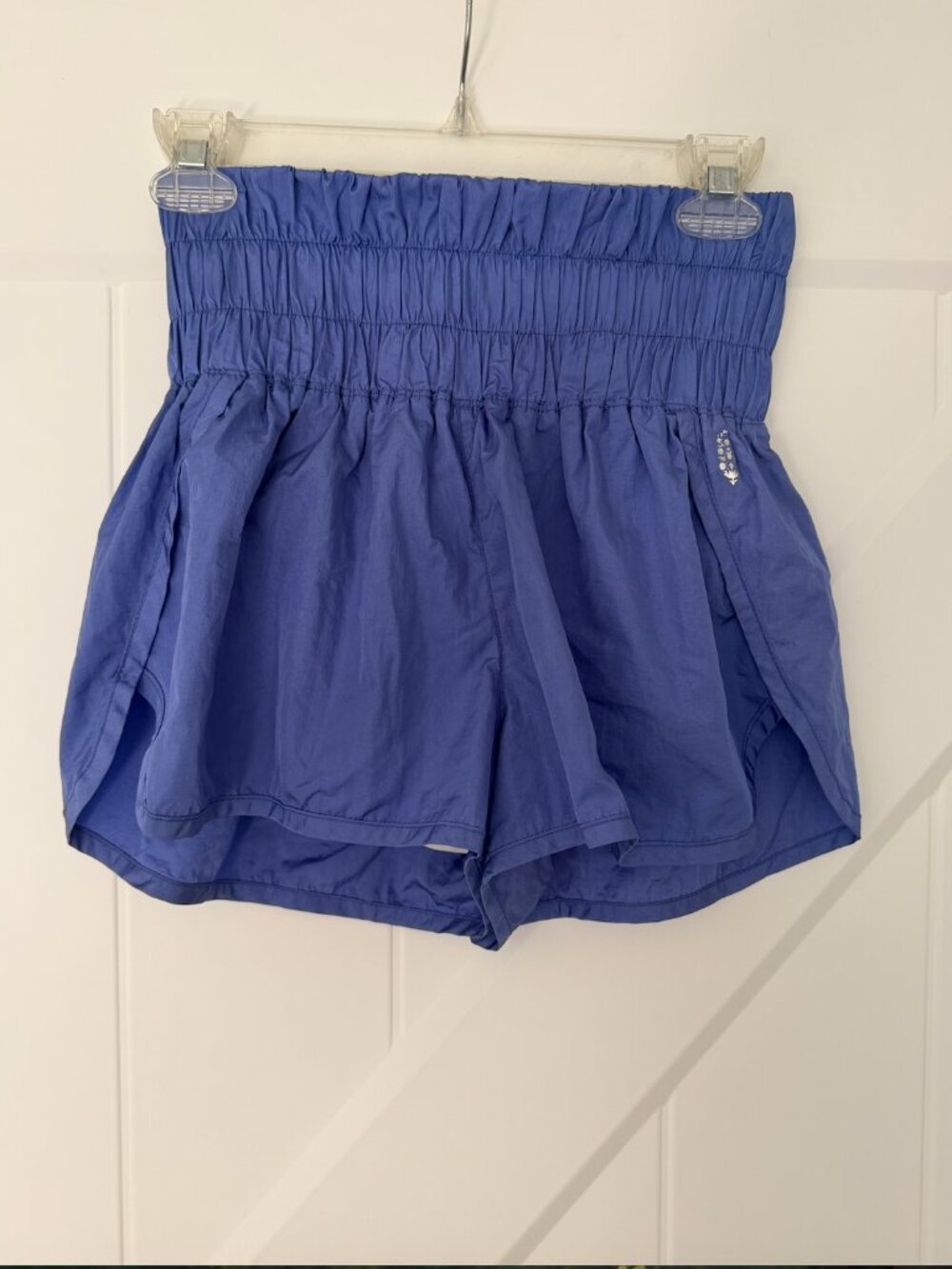 Free People Movement Blue Smocked Waist Running Shorts Women's